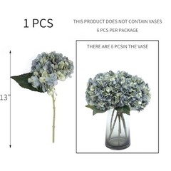 Fake Flowers 6pcs Artificial Silk Hydrangea Flowers Bouquets Deep Lake Blue
