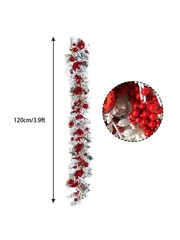 2pc Christmas Garland 3.9ft Flocked Pine Red Berry Home Decor