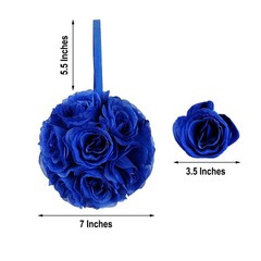 2 ROYAL BLUE 7″ Silk Roses Flowers Kissing Balls Wedding Events Centerpieces