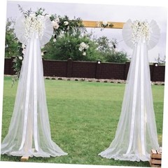 Suncalla 2 Pcs Giant White Wedding Bow Decor with Artificial Flowers Wreath