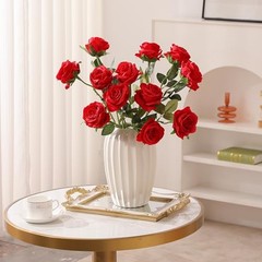 Fake Roses Artificial Flowers – Fake Artificial Roses Silk Flowers 10 Pcs Red