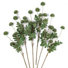 6Pcs Fake Silk Pompon Mum Artificial Flowers Bulk Small Faux Green