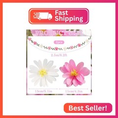 EASY JOY Crepe Paper Flowers Banner White Gradient Pink Flower Banners Spring Ha