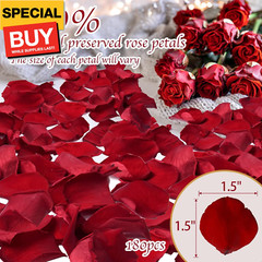 180 PCS Dried Real Red Rose Flower Petals Confetti for Wedding, 1.75oz Preserved