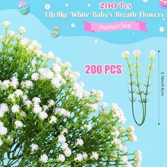 200pcs Baby Breath Artificial Flowers Bulk Mini Flowers for Decoration White