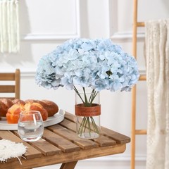 Hydrangea Artificial Flowers -12 pcs Realistic Fake Hydrangeas Silk Light Blue