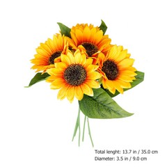 1 Bunch Sunflower Artificial Flower Fake Floral Pick Sunflowers Decor Stem Prop