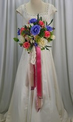 Bright Victorian Garden Boho Faux Silk Wedding Bouquet