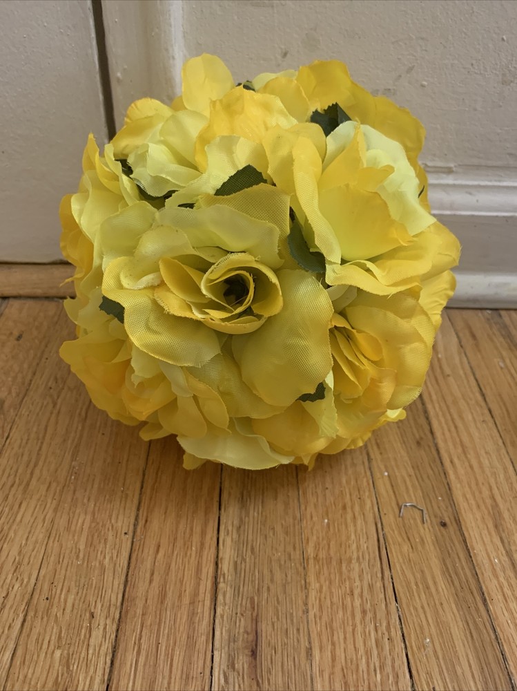 4 Counts Of 6″ Yellow Flower Kissing Ball Wedding Rose Party Pomander.