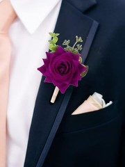 Versatile Velvet Purple Wrist Corsage and Boutonniere for Grooms & Bridesmaids