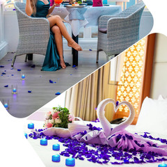 2000Pcs Blue Artificial Rose Petals with 24Pcs Blue LED Tea Lights Kit, for Deco