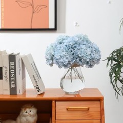 Hydrangea Artificial Flowers -12 pcs Realistic Fake Hydrangeas Silk Light Blue