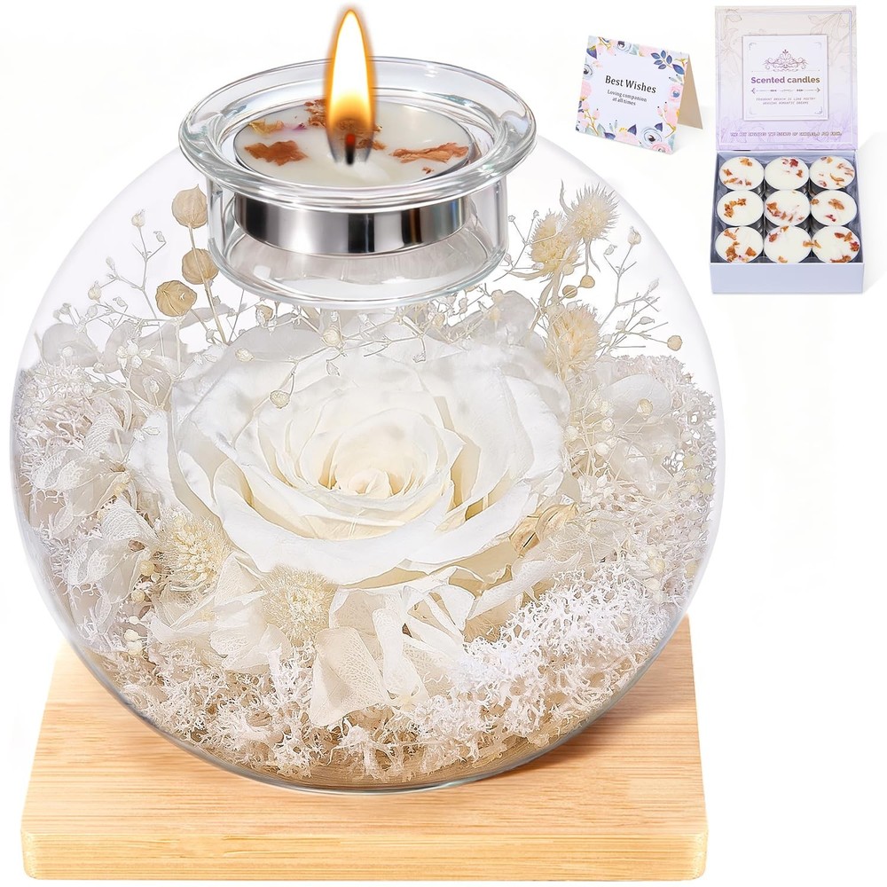 Mothers Day Rose Gifts for Mom Birthday Gift Women 4.41″H x 4.41″W, White