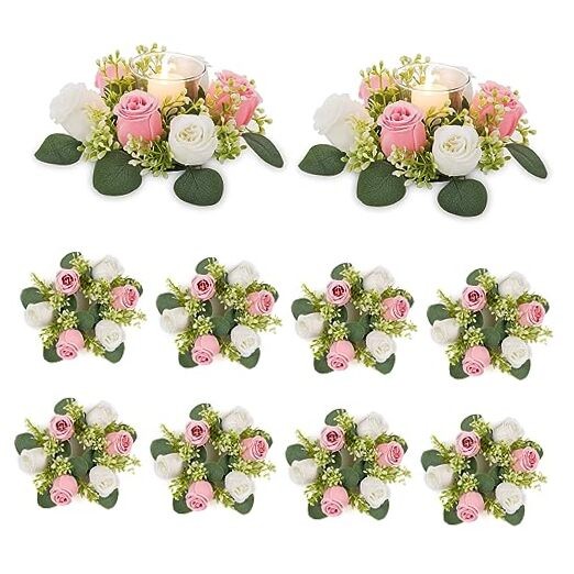 Flower Wedding Centerpieces for Tables – 10 Pcs Dia 8.3″-10pcs Pink & White
