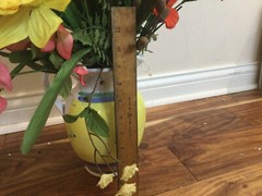 VINTAGE SILK FLOWER mixed flowers COTTAGE ARRANGEMENT CaleCA pitcher with DAMAGE