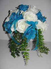 Malibu Blue White Beach Wedding Flowers Bride Bouquet Altar Cascading Reception