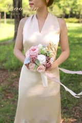 Lookein Bridesmaid Bouquet Set of 4 Boho Wedding Bouquet 7-Inch Fake Flower B…