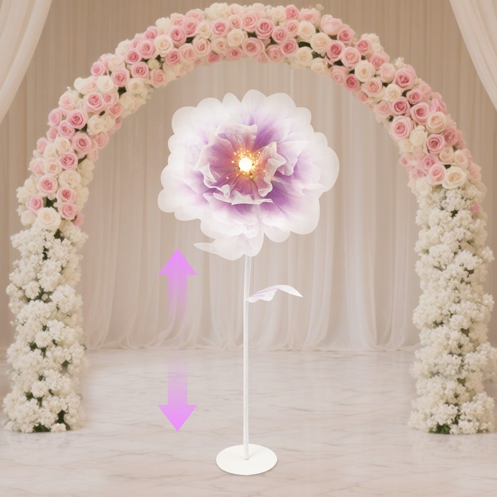 Automatic Blooming Flower Artificial Peony With Light Us Plug Home Decor Purple