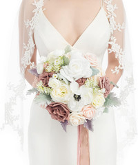 Ling’S Moment Dusty Rose Bridal Bouquet for Bride, Blush Pink Wedding Bouquets f