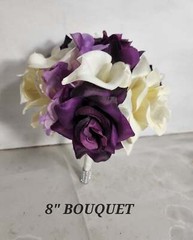 Eggplant Ivory Rose Calla Lily Bridal Wedding Bouquet Accessories
