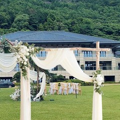Wedding Arch Flowers with Drapes Greenery for Valentines Day Holiday