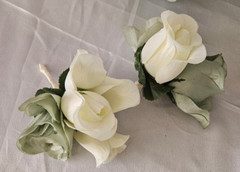 Wedding Bouquet Package, Ivory, Green, White, Roses, 14 Pieces
