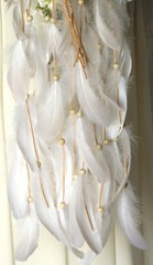 Feather and Flower Gypsy Boho Silk Wedding Bouquet