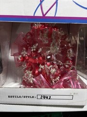 Quinceanera Wedding CORAL Silver Bouquet Crystals Tulle Ribbon Round NEW
