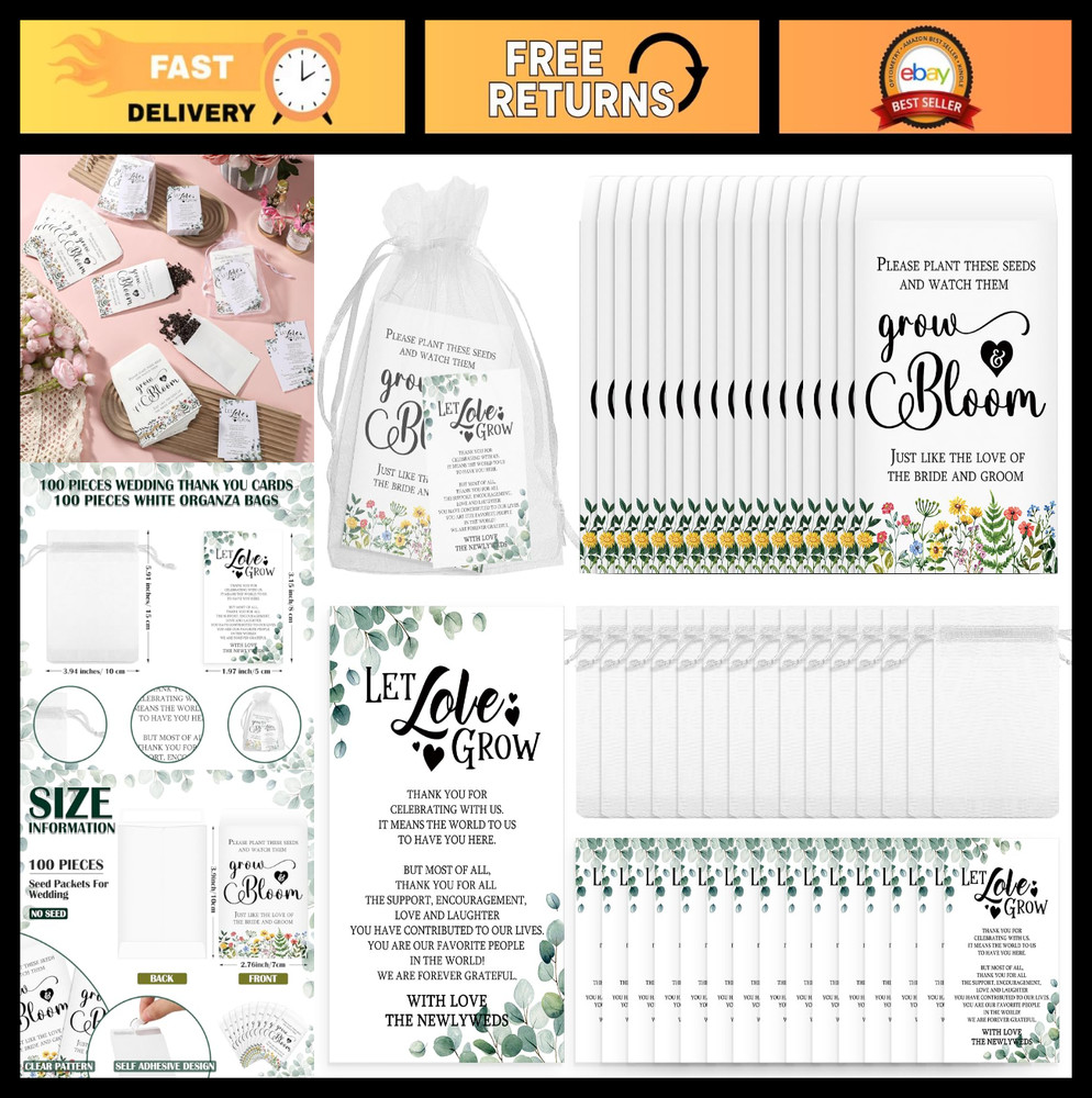 100 Wedding Favors for Guests – Seed Packets, Kraft Envelopes & Gift Bags