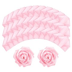 100pcs Eternal Roses Petals Premade Satin Ribbon Flowers Pink,