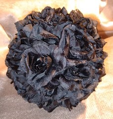 NEW Artificial 24 Black Roses With Glitter Brides/Clutch Wedding Bouquet, Goth