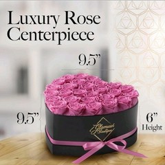27 Pink Forever Roses In A Heart Shaped Box. Perfect Gift