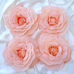 4 pcs 12″ Blush Artificial Large Roses Flowers Wall Backdrop Party Wedding