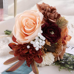 Wedding Bouquets for Bridesmaids Bride Burnt Orange Artificial Dahlia Handmade S