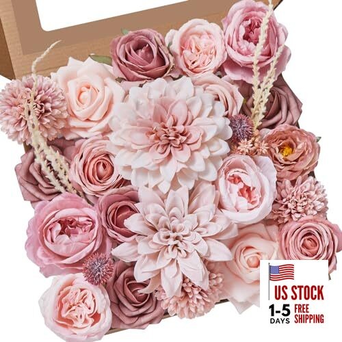 Artificial Flowers, Dusty Pink Silk Fake Flowers for DIY 1 A Dusty Pink