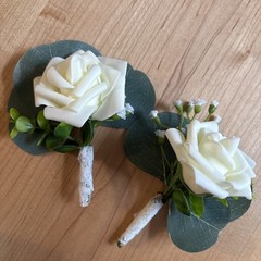 Artificial Bridal Bouquet + 2 Coursage Handmade