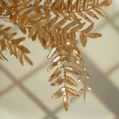 Gold 2 Metallic 21″ Artificial Fern Leaf Branches Faux Foliage Stems Party Event