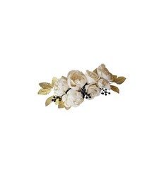 Gold Leaf Navy Blue & White Sola Wood Wedding Cake Flowers Garland Topper Decor