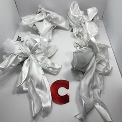 Bridal Wedding Pew Aisle Elegant White Pearl Ribbon Roses Decoration Women Event