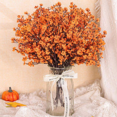 10 In. Orange Artificial Baby Breath Flowers, 10-Piece Real Silk Floral Stems Th