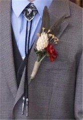 6 Rustic Western Boutonnieres ~ Rust Flower w/Feathers & Jute Twine ~ Hand Made