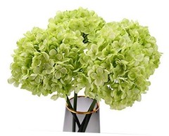 High Details Hydrangea Silk Flowers (About 225 Petals Each Light Green