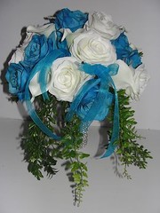 Malibu Blue White Beach Wedding Flowers Bride Bouquet Altar Cascading Reception
