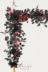 5FT Black Burgundy Artificial Flower Garland Fake Rose Leaves Floral Garland A..