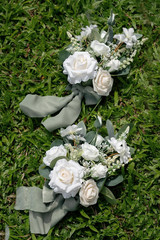 Set of 6 White Bridesmaid Bouquet, Sage Green Bridal Bouquets for Bridesmaids,Sm