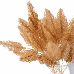 4 GOLD Metallic Artificial Pine Grass Bushes Party Events Decorations