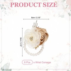 6Pcs Rose Wrist Corsage Wrist Corsage Bracelets Flower Wristlet Khaki