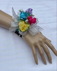 Rainbow Wrist Corsage & Boutonniere Prom Dance Wedding Flowers