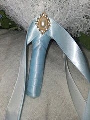 Bouquet and Boutonniere, Yellow, Light Blue, White,Bling, 2pc set