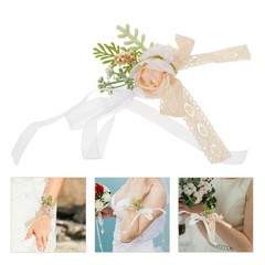 4 Pcs Bridesmaid Corsage Wristlet Bracelet Artificial Flower Flowers